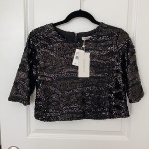 All Over Black on Black Sequence Top